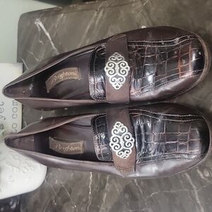 Brighton Dark Brown Loafers with Silver Detailing
